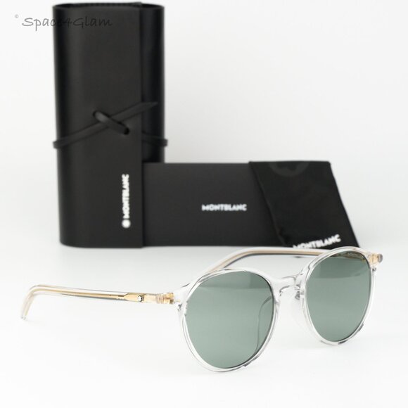 Montblanc Women Sunglasses Clear Green Round MB0326SA 004 NEW AUTHENTIC main image 8